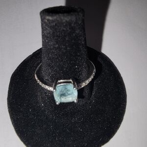 New Sterling Silver Ring with Blue Gemstone